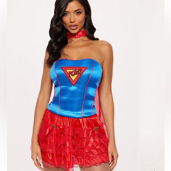 Fashion Nova Other - Fashion Nova Vibrant Blue and Red Superhero Costume